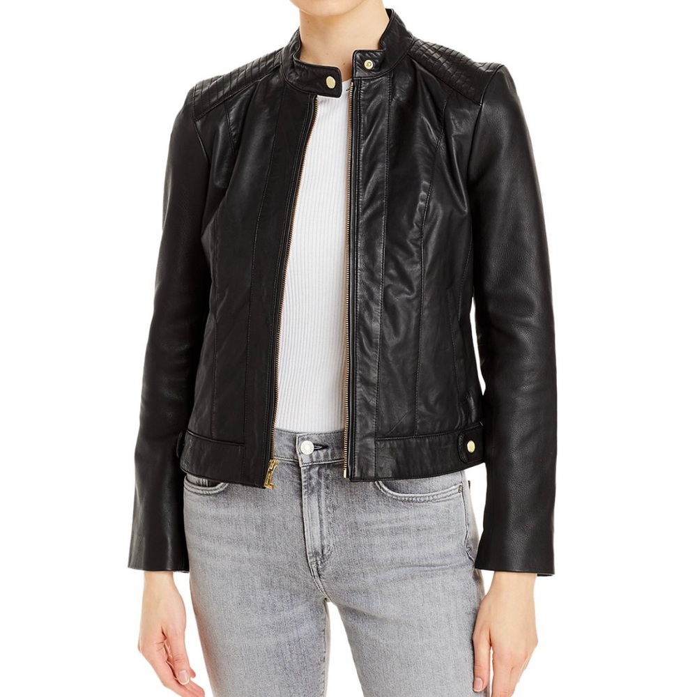 Cole Haan Black Leather Jacket NWT